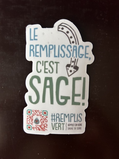 [RV-SAGE-BL-FR_QR] Le remplissage, c'est sage! - Autocollant fond blanc - FR