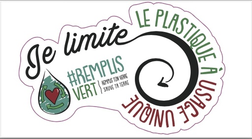 [RV-escar] Je limite le platique à usage unique - escargot - Autocollant